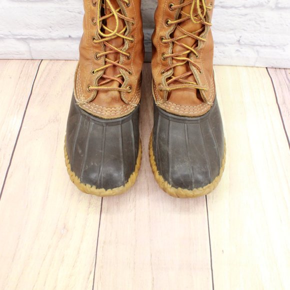 *Vintage LL Bean Brown Leather Mid Calf Insulated Duck Boot Size 7 - Picture 5 of 11